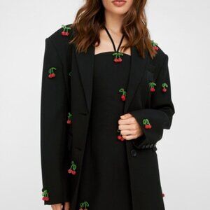 NWT - Premium Twill Embellished Cherry Blazer